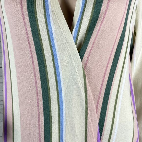 LuLaRoe Simply Comfortable Jacket Large Pastel Pink Ivory Green Blue Striped - Picture 7 of 12